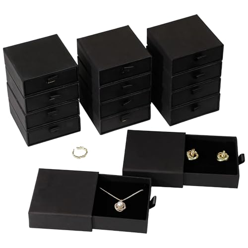 40Pcs Black Small Jewelry Boxes 3.54×3.54×1.26in Cardboard Jewelry Gift Boxes Jewelry Packaging for Small Business for Nec...