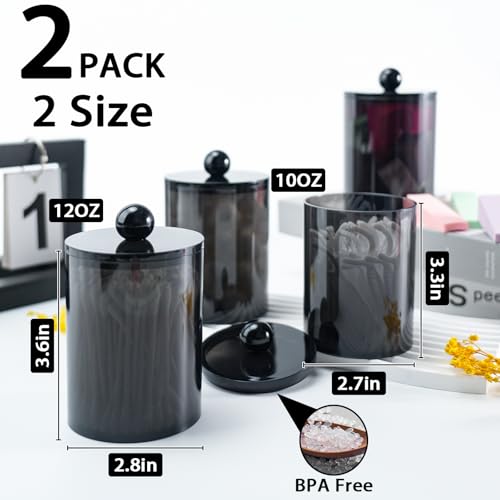 XIPENGKEJI 2 Pack Qtip Holder,Canister Apothecary Jar Set, Bathroom Jars with Lids Set for Cotton Swabs, Balls, Pads, Flos...