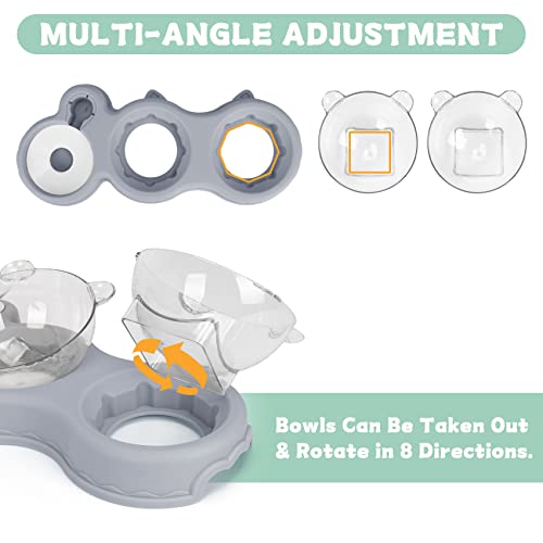 Triple Cat Bowls for Food and Water, YECERCAN Plastic Raised Cat Bowls with Automatic Water Bottle & Waterproof Mat for Ca...