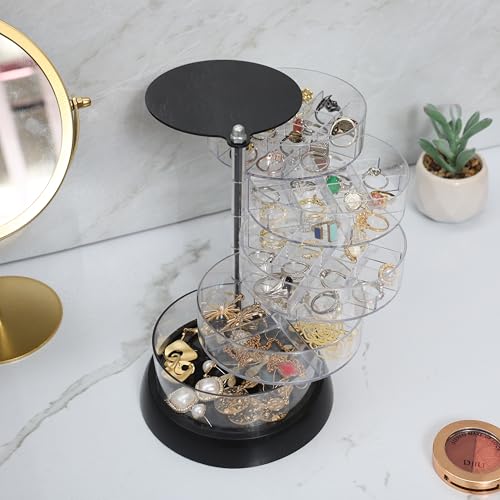Clear 360 Degree Rotating Acrylic Jewelry Organizer for Dresser,Small Travel Earring Storage Box and Earring Organizers Ca...