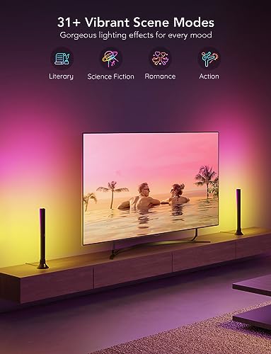 Govee RGBIC Light Bars, 15 Inches WiFi TV Backlight Suitable for 45-70 inch TVs, Smart Light Bars with Multiple Placement ...