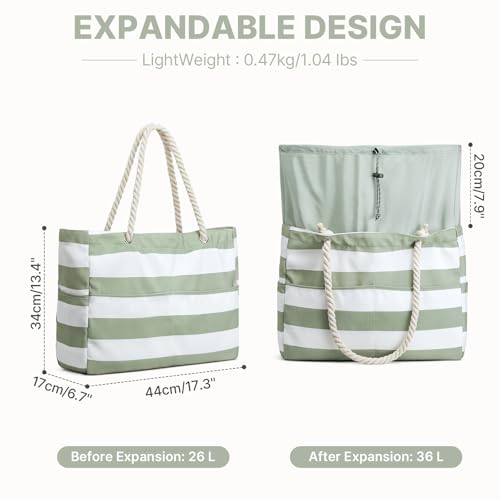 G4Free Canvas Beach Bag Waterproof Sandproof Large Beach Tote Bags for Women Pool Swim Travel Grocery