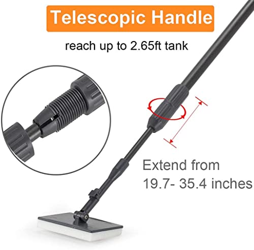 hygger Carbon Fiber 6 in 1 Aquarium Cleaning Tool Kit Al-gae Scraper Scrubber Pad Sponge Telescopic Handle Fish Tank Brush...