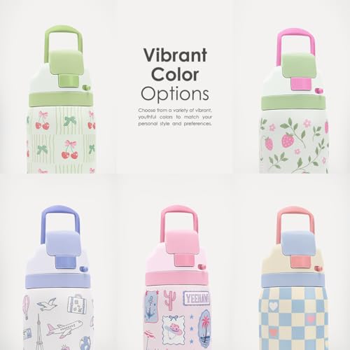 Gift for Cat Lover Stainless Steel Water Bottle, Vacuum Insulated, Push-Button Lid, 32 oz for Cat Mom Women Girls Friends ...