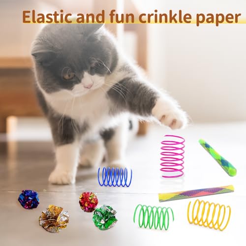 iCAGY Cat Toys, 25-Pack Toy Pack for Indoor Kittens, Kitten Toys Bulk Set - Interactive Kitty Toys with Cube, Crinkle Ball...