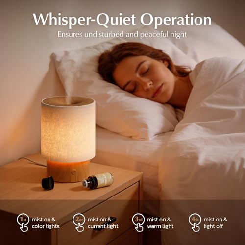 ARVIDSSON Essential Oil Diffuser with Fabric Cover, 100ml Aromatherapy Diffuser for Home, Ultrasonic Diffuser with Night L...