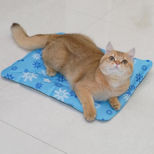 MeowAroma Cooling Mat for Dogs and Cats, Foldable Gel Cooling Mat with Ice Crystal Powder, Blanket Water Injection Cool Pe...