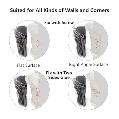 Miwoowim Extended (6.1") 2 Pack Self Grooming Cat Brush - Wall Corner Scratcher with Massage Combs for Long and Short Fur ...