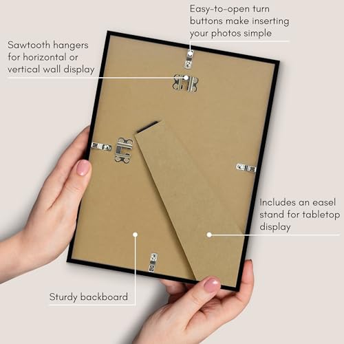 Americanflat 8x11 Picture Frame with Shatter-Resistant Glass - Set of 2 - Streamline Collection - Thin Border Photo Frame ...