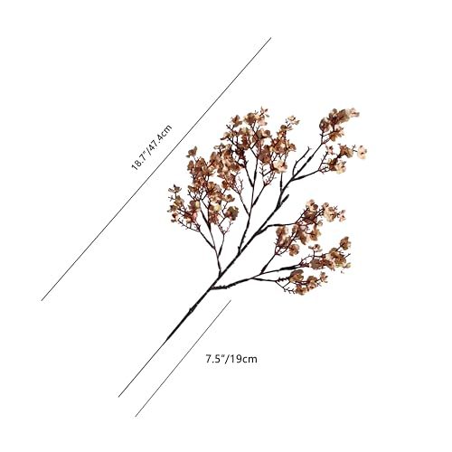 Mandy's Light Brown Artificial Baby’s Breath Flowers 6 Bundles Silk Gypsophila, 18.5 Inch European Style Modern Home Decor...