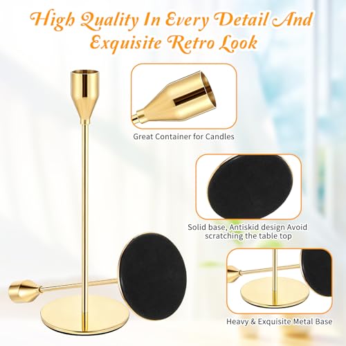 Giantree Set of 18 Decorative Taper Candle Holders, Modern Elegant Thin Metal Tall Candlestick Holders Table Centerpieces ...
