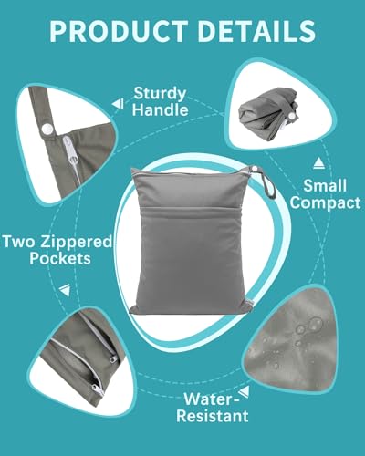 babygoal Wet Dry Bags 3 Pack, Waterproof Reusable Travel Bags for Swimsuits, Baby Cloth Diapers, Beach, Pool, Gym Bag & We...