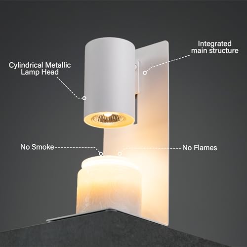 White Candle Warmer Lamp with Timer & Dimmable, Height Adjustable Flameless Candle Warmer for Jar Candles, 2 Bulbs Include...