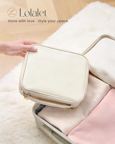 Lolalet Travel Jewelry Organizer Case, Large Jewelry Binder Book with Individual Pouches, Portable Leather Zippered Bag fo...