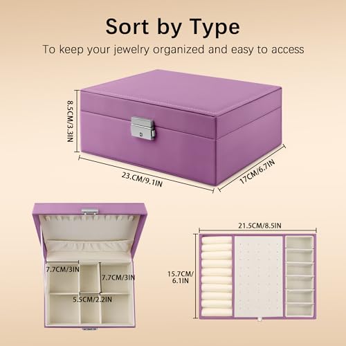 Homeanda Jewelry box 2 layer Jewelry box Leather Jewelry boxes for Women Girls Teens Jewelry organizer box Jewelry Storage...