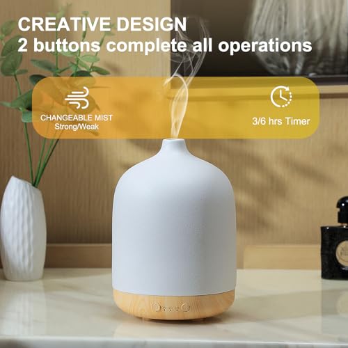 Ceramic Essential Oil Diffusers for Home, Decorative Bedroom Aromatherapy Scent Air Diffuser Ultrasonic Aroma Defusers 250...