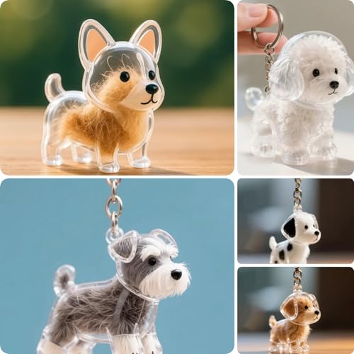Dog Hair Collector Keychain Charm Memorial Storage Box, Dog Shape Pet Hair Memorial Bottle, DIY Pet Furs Collection Capsul...