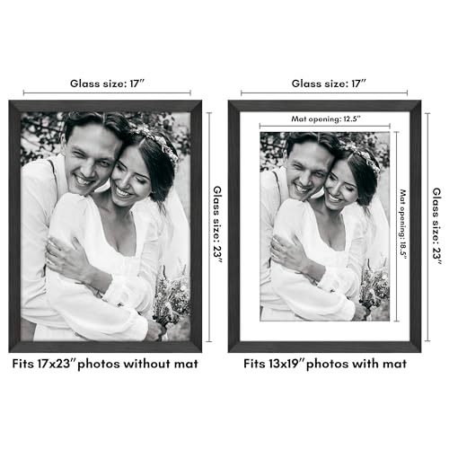 Americanflat 17x23 Picture Frame with Polished Plexiglass - Use as 13x19 Frame with Mat or Display 17x23 Photo Without Mat...