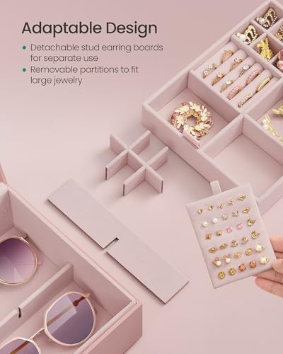 SONGMICS 2-Layer Jewelry Box, Jewelry Organizer with Handle, Removable Jewelry Tray, Jewelry Storage, Floating Effect, 8.1...