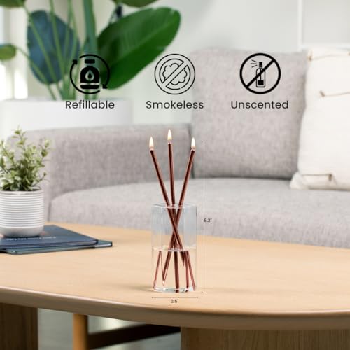 Craftmont Refillable Candle Set - Unscented Paraffin Oil Candles Set with Metal Candlesticks, Glass Vase & Steel Funnel - ...
