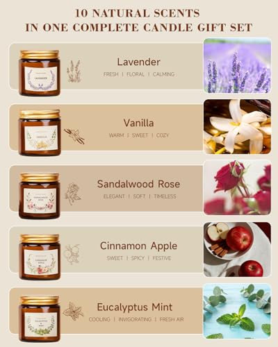 Scented Candles Set for Women Gifts, Soy Wax Candle 10 Pack, Long Lasting Aromatherapy Candles for Home, Birthday, Mother’...
