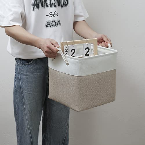 MidmmVick 11 x 11 Inch Cube Storage Bins, 6 Pack Large Collapsible Fabric Storage Bin with Ropes, Foldable Storage Cubes f...