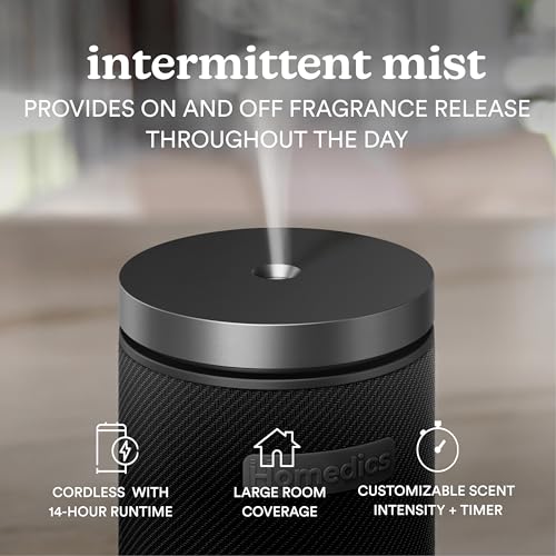 Homedics SereneScent Waterless Essential Oil Diffuser, Cordless Rechargeable Aromatherapy Diffuser for Home, Large Room Sc...