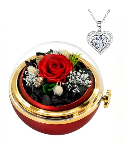 HVY Birthday Gifts for Women Preserved Real Rose with Necklace Forever Flowers Gifts for Mom Wife Girlfriend Grandma Etern...