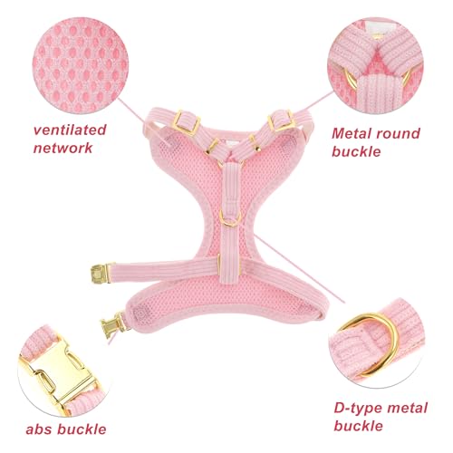 RENEWREVITAL Dog Harness, Cute Dog Collar Harness with Bow, Adjustable Leash Set for Puppies, Breathable Pet Vest, Medium,...