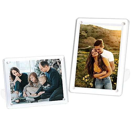 ECOSEAO 5x7 Minimalist Picture Frame Acrylic Glass Photo Frame with Desktop Display Horizontally or Vertically