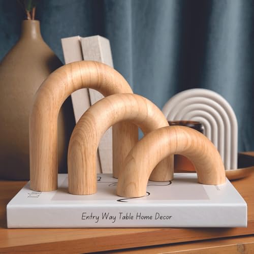 KeerShop 3-Piece Natural Arches Home Decor Set – Aesthetic Shelf Objects, Coffee Table, and Bookshelf Accent, Japandi Mode...