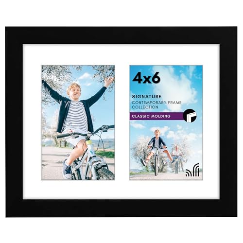 Americanflat 4x6 Double Picture Frame with Shatter-Resistant Glass - Fits Two 4x6 Photos or Use as One 8x10 Picture Frame...