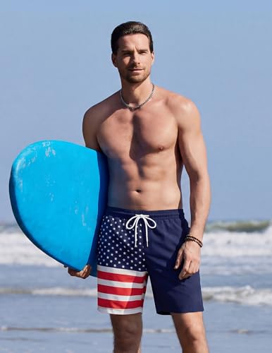 COOFANDY Mens Swim Trunks with Compression Liner Quick Dry 7 Inch Bathing Suit Beach Short with Zipper Pockets