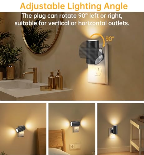 TSEXES LED Night Lights Plug into Wall, Dusk to Dawn Sensor,5-300LM Adjustable Brightness, Soft White 3000K,Dimmable Night...