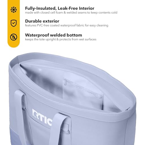 RTIC Everyday Insulated Tote Bag, Large Reusable Thermal Cooler with Zippered Top for Beach, Grocery, Shopping, 35 L Capacity