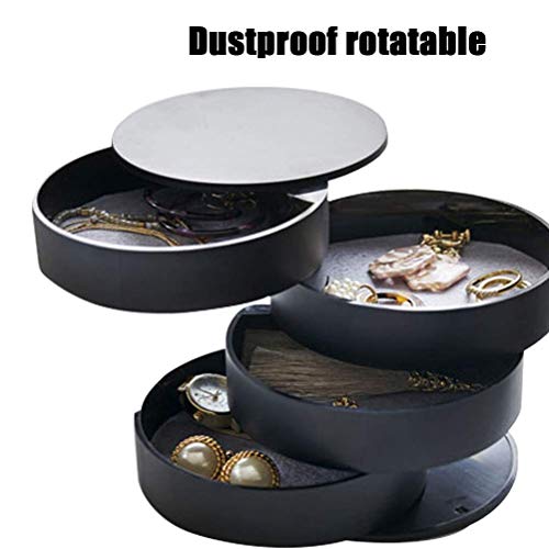 TIMESETL Jewelry Organizer, Small Jewelry Storage Box Earring Holder for Women, 4-Layer Rotating Travel Jewelry Tray Case ...