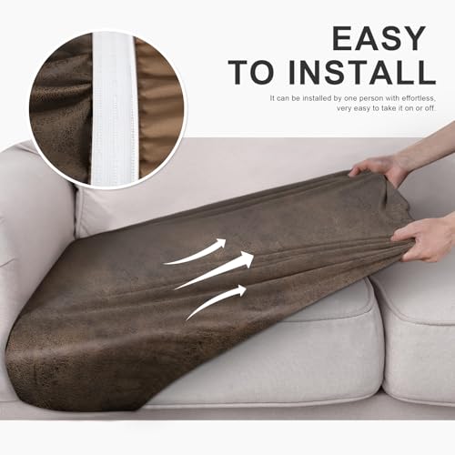 molasofa Leather Look Couch Cushion Covers, Stretch Sofa Cushion Covers for Sectional Armchair Loveseat Protector,Replacem...