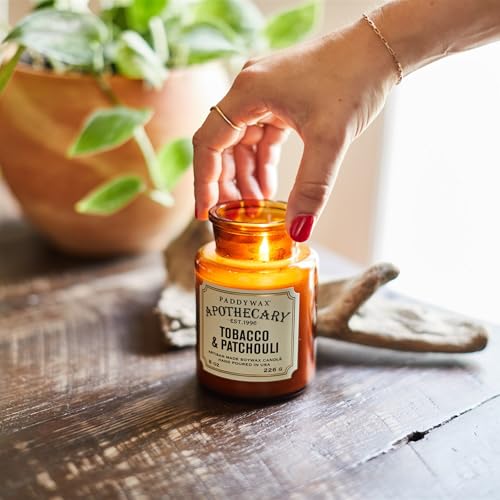 Paddywax Artisan Apothecary Scented Candle with Lid in Reusable Glass Jar, Clean-Burn Soy Candle with Approx. 54 Hour Burn...