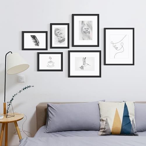 Fisnish 8x10 Picture Frame Sef of 10, Display Pictures 5x7 with Mat or 8 x 10 Without Mat, Photo Frame Collage for Wall Ga...