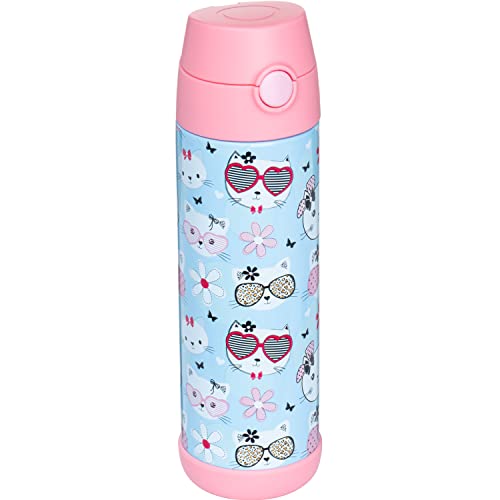 Snug Insulated Kids Water Bottle with Straw & Spout – Double-Wall Stainless Steel, Leakproof, Easy-Flip Lid – For School, ...