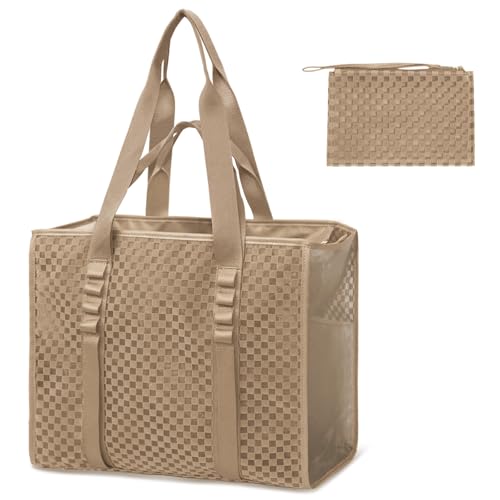 MOMINSIDE Beach Bags for Women Mesh Beach Bag - Large Beach Tote Bag with Zipper, 2 Insulated Pocket, Hat & Towel Clips, F...