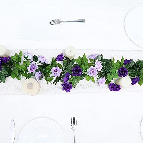 Floweroyal 2 Pack Artificial Flower Garlands 15.8FT Fake Rose Vines Silk Flowers Hanging Rose Ivy for Wedding Arch Party H...