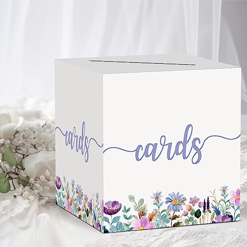 Floral Card Box, Gift or Money Box Holder Party Favor Supplies, Wildflowers Card Receiving Box for Birthday, Wedding Engag...