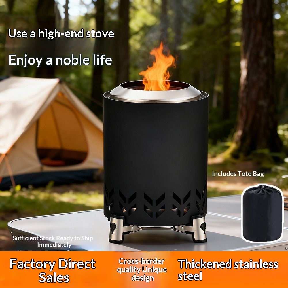 13cm Outdoor Camping Smokeless Wood Stove Stainless Steel Stove Portable Campfire Stove Courtyard Heating Stove In Stock