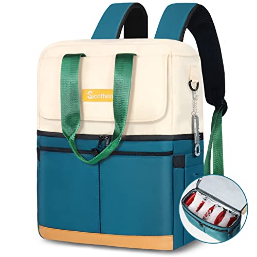 Scothen Backpack Cooler with Double Decker & 12 Ice Packs- Keeps 36 Cans Cold for Up to 24 Hours- Waterproof & Leak Proof ...