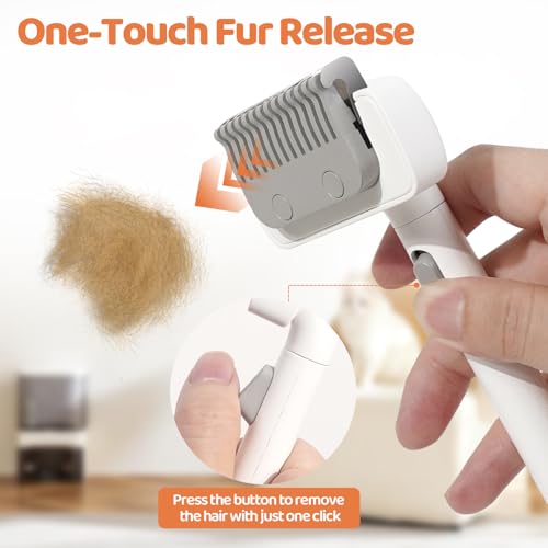 Furgo Cat Brush for Long Haired Cats, Pet Grooming Brush for Matted Fur & Loose Hair, One-Click Hair Removal, Skin-Friendl...