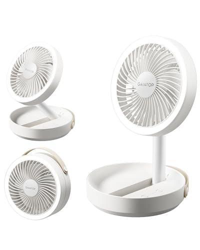 Gaiatop Foldable Small Desk Fan with LED Night Light, 6.8in Wireless 6000mAh Battery Powered Portable Fan USB Rechargeabl...