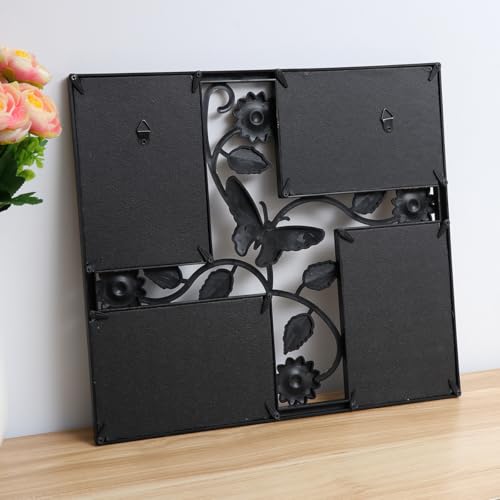 ULTNICE Decorative 4 Opening Wall Hanging Photo Frame with 3D Flower Collage Design Resin Material Easy to Install 13.18X1...