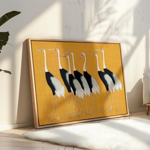 Poster Master Vintage Japanese Crane Poster - Retro Red Crown Crane Print - Bird Art - Great Gift for Men, Women, Animal L...