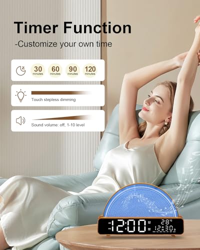 HAODINGMAI Sunrise Alarm Clock Wake Up Light with Sunrise Simulation White Noise Machine Touch Control Bedside Lamps Color...